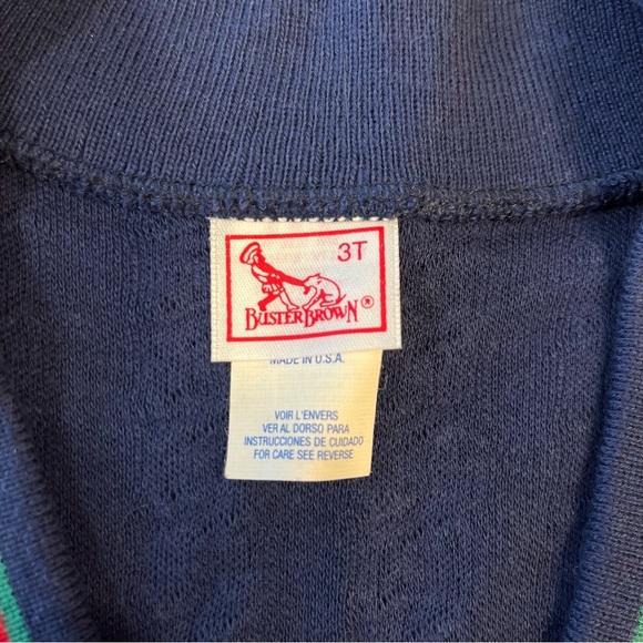 Vintage Buster Brown Kayak Canoe Crew navy white cardigan size 3t made in USA - Picture 3 of 7